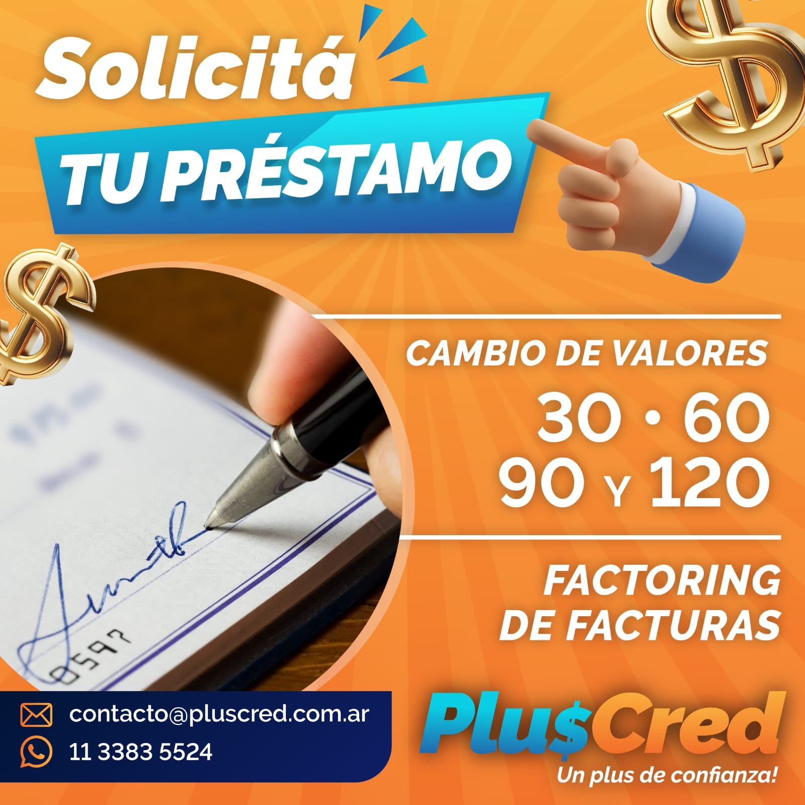 Cambio de valores de cheques a 30 60 90 120 días - PlusCred