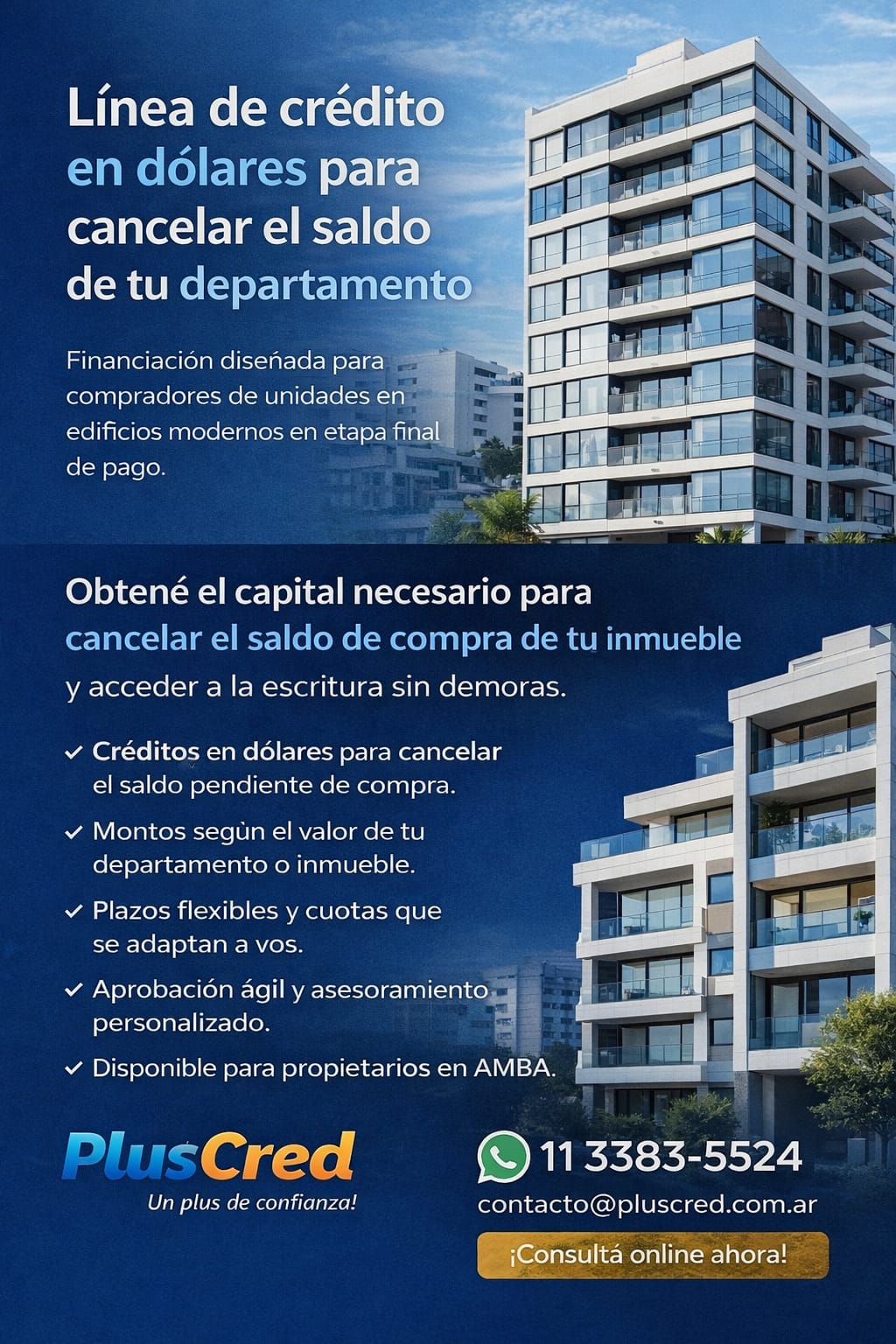 Crédito hipotecario en dólares para comprar departamento - PlusCred